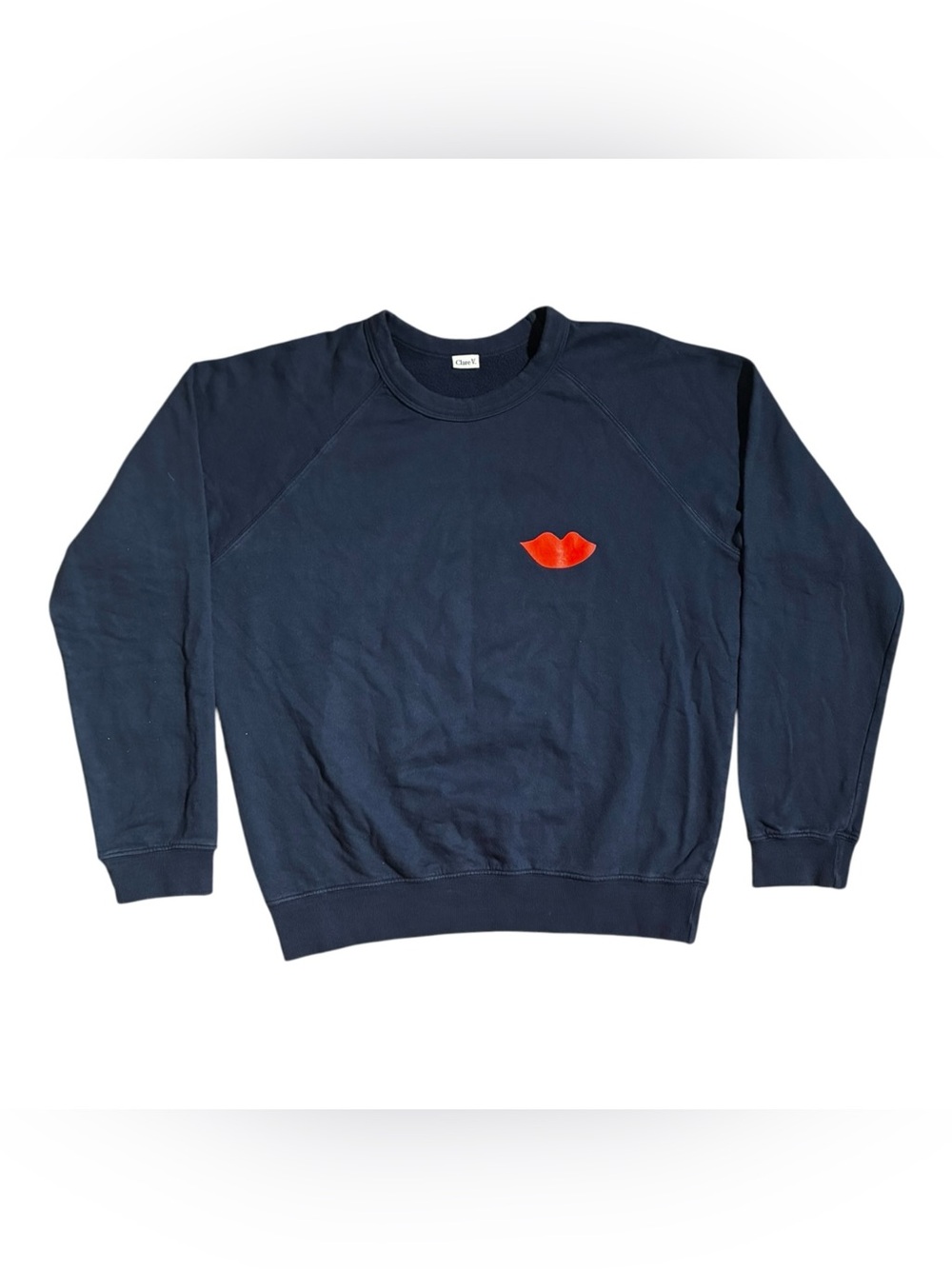 Clare V. Bisous Sweatshirt Lips Navy - Picture 4 of 11